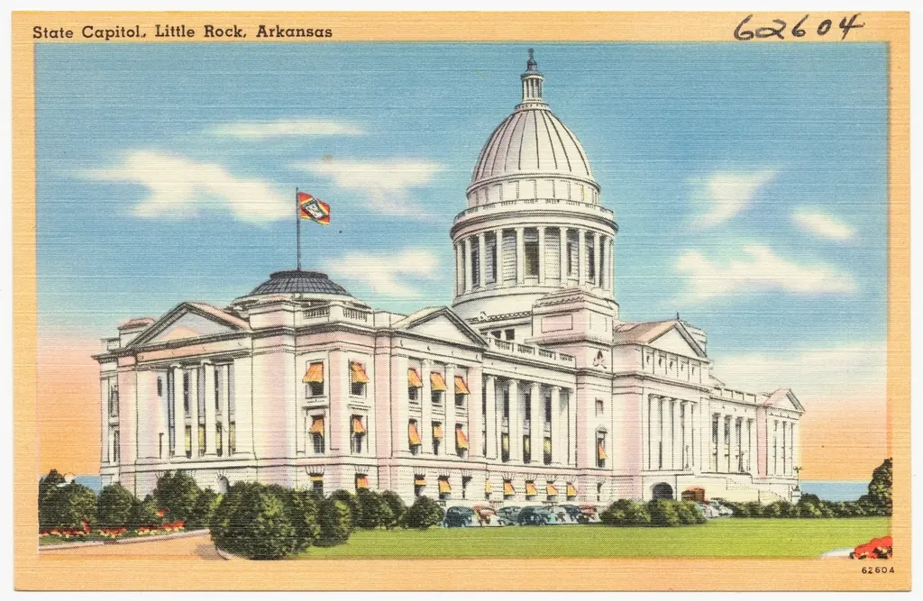 Vintage postcard of the Arkansas State Capitol in Little Rock