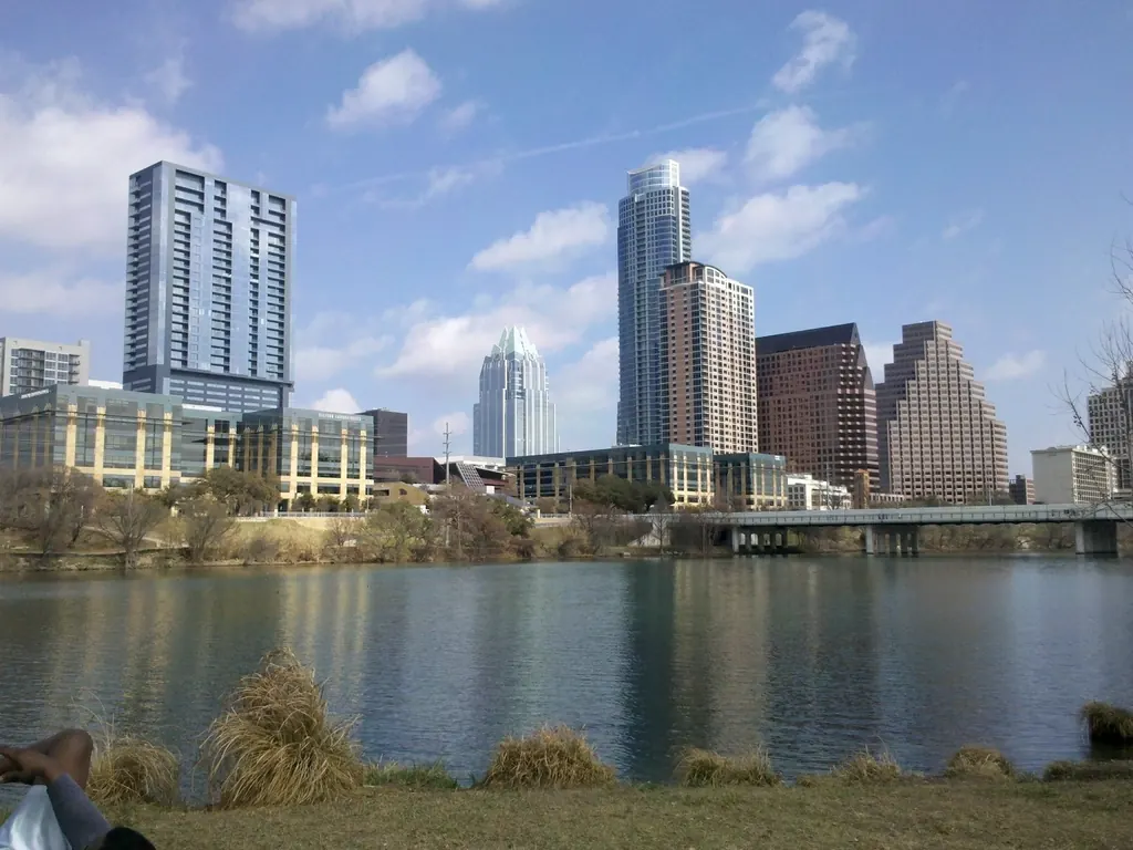 Austin skyline seen across Lady Bird Lake