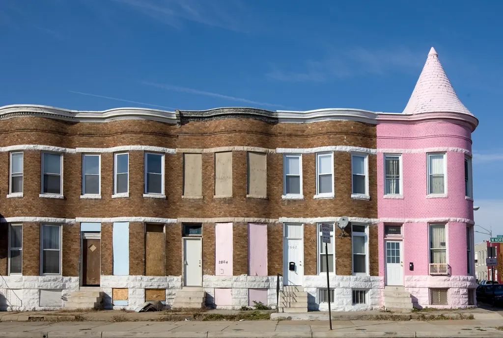 Colourful rowhouses in Baltimore, Maryland
