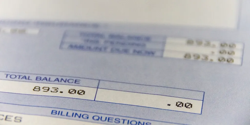 Close-up of a printed bank statement showing a balance