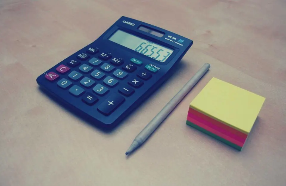 Calculator and pencil on an accounts desk