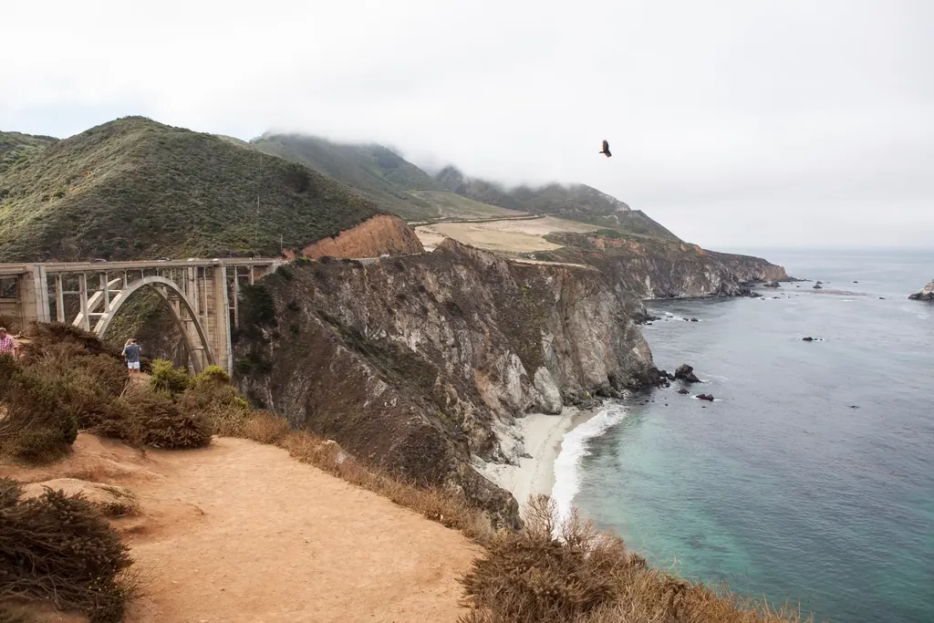 Big Sur coastline with cliffs and the Pacific Ocean in California