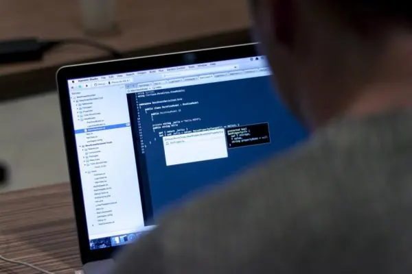 Code editor open on a laptop screen