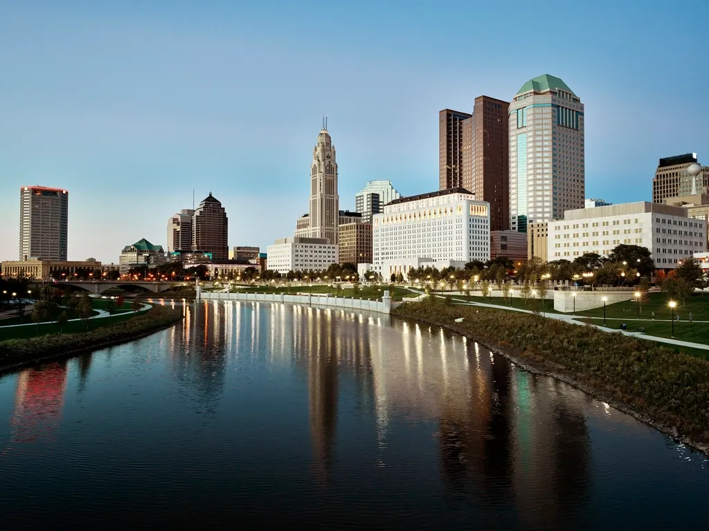 Columbus skyline reflected in the Scioto River