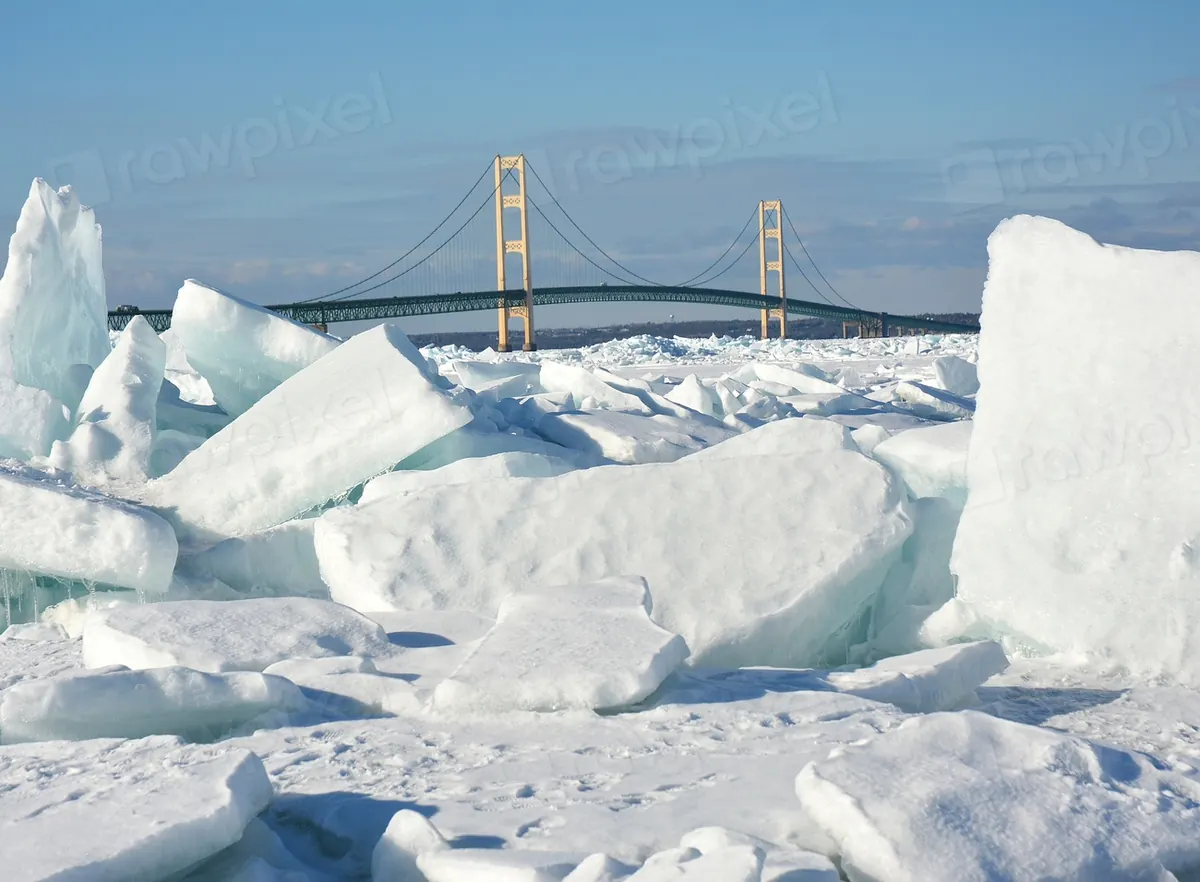 Mackinac Bridge spanning the Straits of Mackinac in Michigan