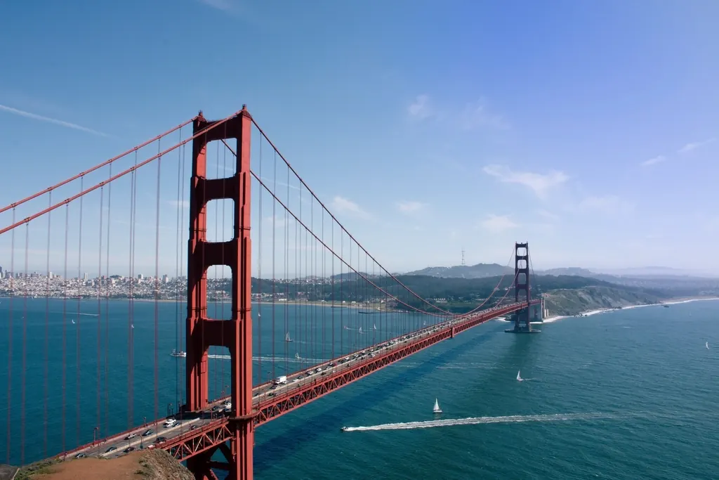 Golden Gate Bridge in San Francisco with fog rolling in