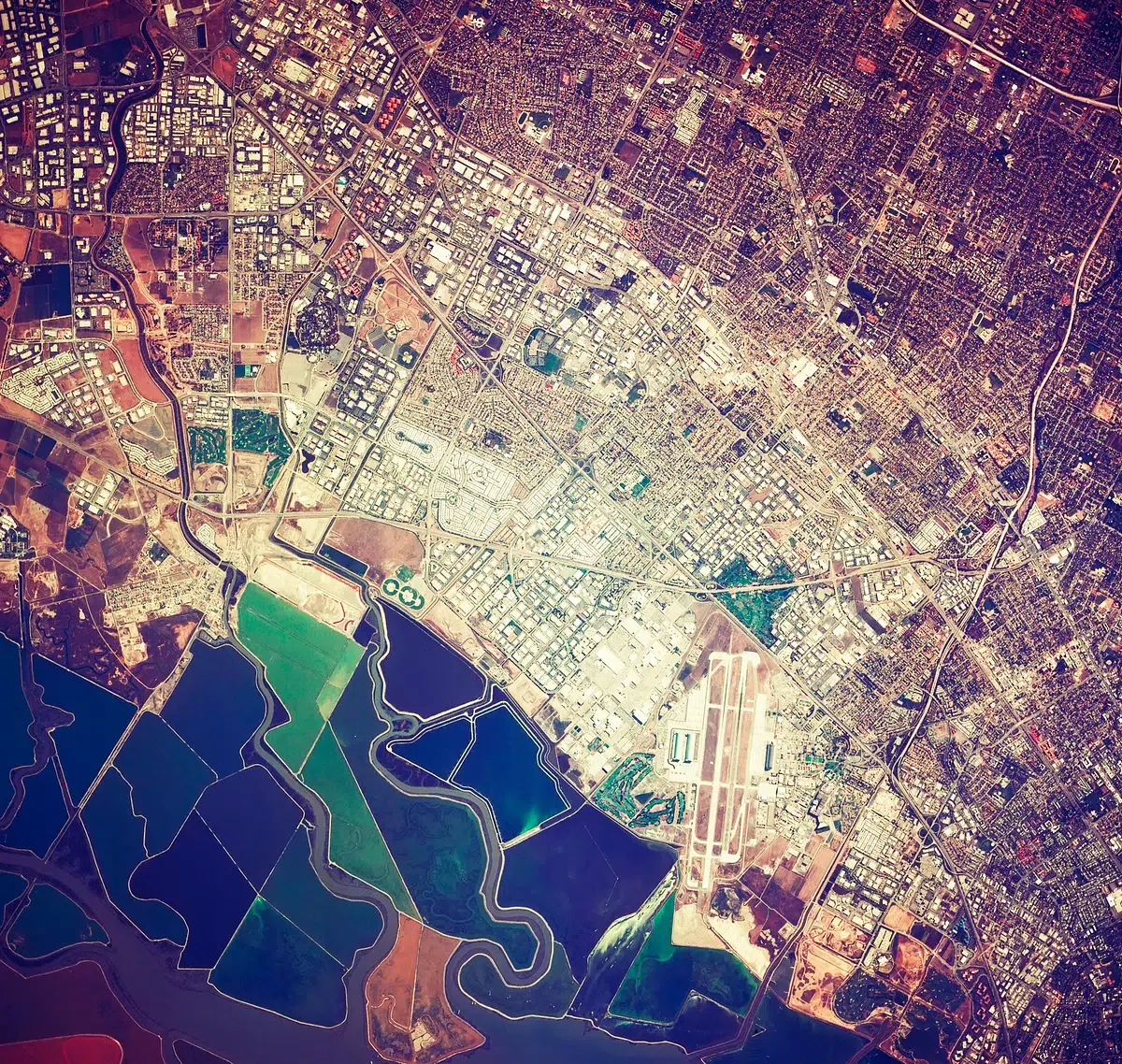Aerial view of Silicon Valley around San Jose, California
