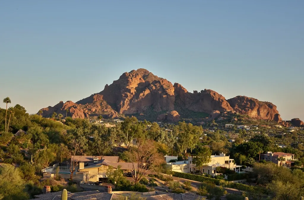 Camelback Mountain rising above the desert near Scottsdale