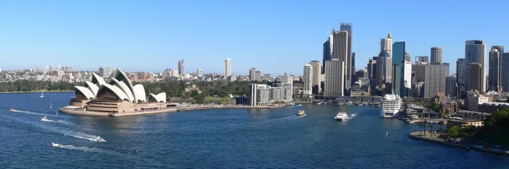 Sydney harbour and city skyline on a clear day