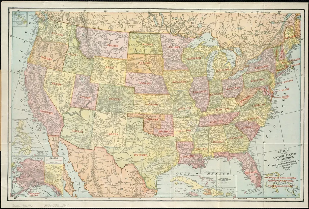 Map of the United States showing every state border