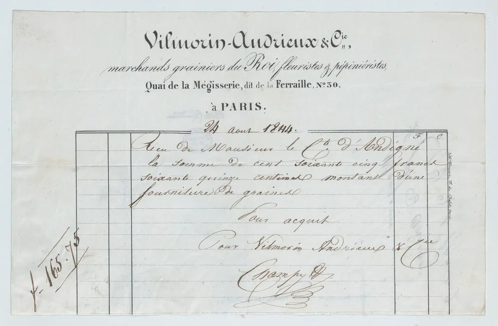 A vintage handwritten invoice on printed letterhead